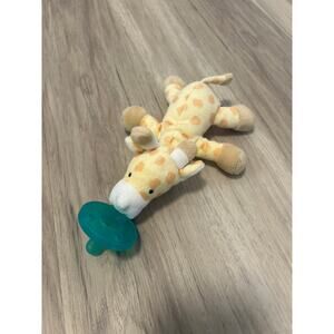Mary Meyer Wubbanub Yellow Giraffe Plush Pacifier Holder Green Pacifier